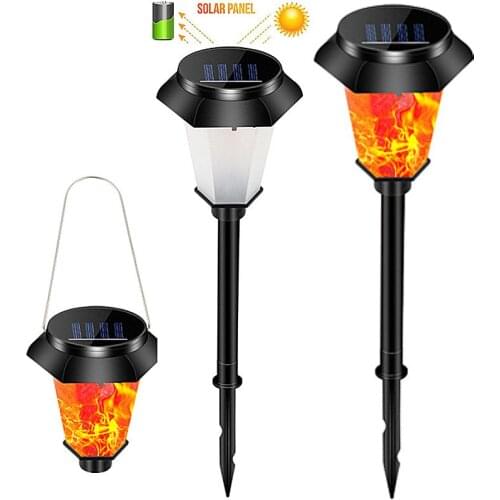 LED Solar Garden Lights Outdoor Flame Hanging Lamp Lantern Waterproof Landscape Lighting For Pathway Patio Yard Lawn Decoration