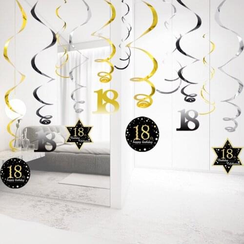 Birthday party ornament birthday celebration party pendant layout decoration birthday PVC spiral ornament pull flower