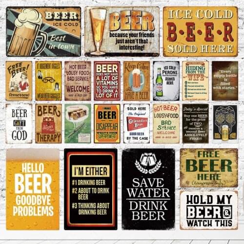 Vintage Bar Sign Beer Metal Tin Sign Plate Retro Iron Painting Plate Bar Pub Club Cafe Art Plaque Man Cave Home Wall Decor Bbr-7