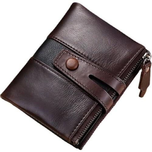 Vintage Men Wallet Color matching Genuine Leather Short Wallets Male Multifunctional Cowhide Male Purse Coin Pocket