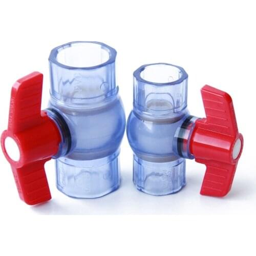 Ball Valve Transparent PVC Aquarium Connectors Aquarium Water Cycle Fitting Diameter 20mm and 25mm