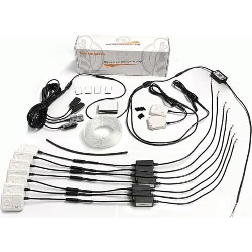 I In 9 Car Atmosphere Light Lamp APP Control 64Colors DIY Soft Refit Optic Fiber Band with Foot light