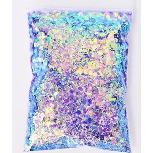 10G/Bag Holographic Mixed Hexagon Shape Chunky Nail Glitter Sequins Sparkly Flakes Slices Manicure Body/Eye/Face Glitter TCF2335