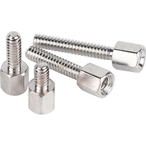 10pcs Brass Copper Nickle-plated #4-40*5+L Hex Standoff Male-Female Spacer Jackscrew for PCB Board Motherboard VGA DVI COM Port