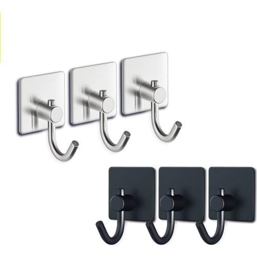 100Pcs 3M Sticker Adhesive Stainless Steel Wall Mount Holder Hook Door Clothes Coat Hat Hanger Hanger Towel Clothes Robe Rack