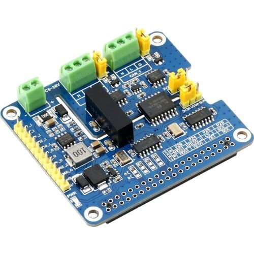 2-Channel Isolated CAN FD Expansion HAT For Raspberry Pi, CAN FD Support, Multi Onboard Protection Circuits