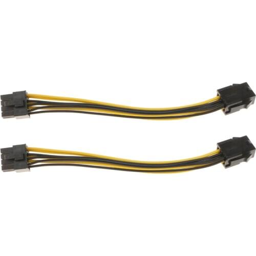 2Pcs 6pin to 8 pin PCI E Power Adapter Graphics Cable for Video Card PCIE