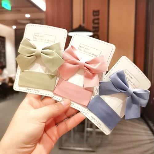 2pcs/lot New sweet solid color fabric bow hairpinknitted bow Beautiful Children Girls Hair Accessories Barrettes Headwear