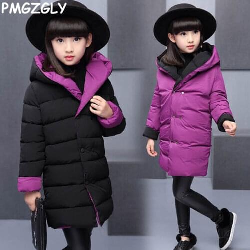 2017 Fashion Girls Down jackets/coats winter Russia baby Coats thick Both sides can wear Warm jacket Children Outerwears jacket