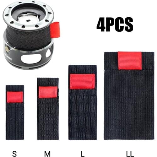 4pcs/Pack Portable Elastic Fishing Spool Belt Reel Protection Belt Band Wheel Accessories Outdoor Fishing Equipment Tools