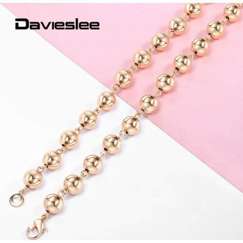 585 Rose Gold Bead Chain Necklace for Women Lobster Clasp Wedding Elegant Jewelry Valentines Gifts Link Chain 6/8/10mm LCNM01