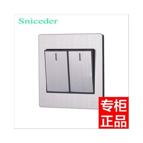 86 type wall switch panel S8 stainless steel wire drawing 2 gang 1 way