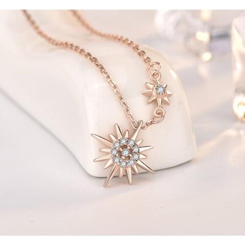 925 Sterling Silver Pendant Necklace Women Statement Personalized Necklace Jewelry Gift Sun Zircon Wholesale Chain Brand Design