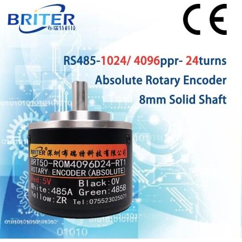 Absolute Rotary Encoder angle measurement BriterEncoder power off memory 8mm shaft Multi-turns 24turns 1024/ 4096ppr Coding tech