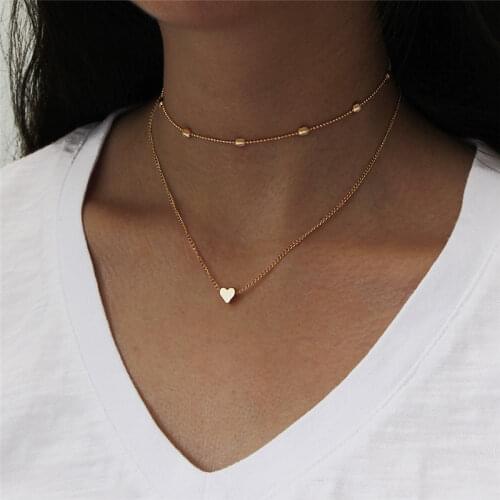 Simple Fashion Female Clavicle Pendant Peach Heart Multi-Layer Clavicle Neck Chain Necklace Choker Heart-Shaped Pendant