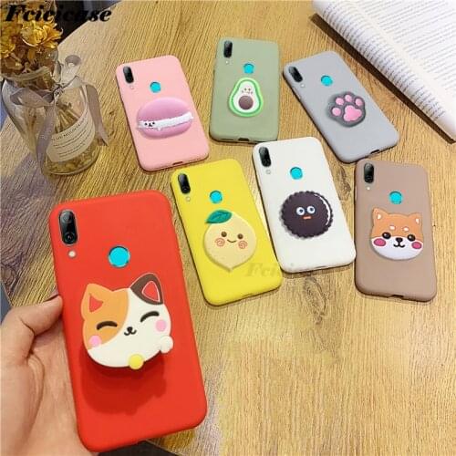 3D Cartoon Phone Holder Case For Huawei P Smart 2019 Cover Silicon Cute For Huawei PSmart 2019 POT-LX1 Stand Bag
