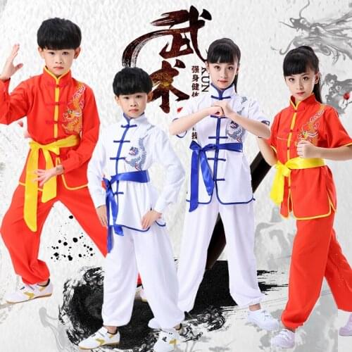 Chinese style Childrens martial arts clothing kung fu practice clothes boys and girls children kids Tai Chi performance clothes