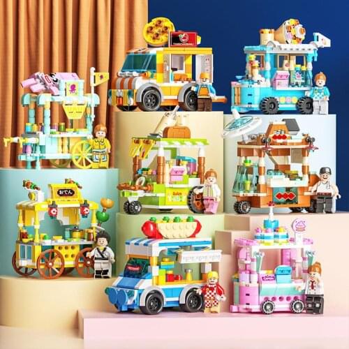 Diy Street View Snack Street Bricks Boxed Toys Montessori Children Intelligent Educational Assembled Toy Girl Toy Christmas Gift