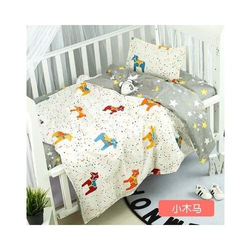 Crown Baby Linen Baby Crib Set For Both Girl and Boy Cotton Baby Bedding Set cuna colecho,Duvet/Sheet/Pillow, with filling