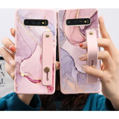 For Samsung Galaxy S21 Ultra S20 FE S9 S10 Plus S8 A50 A51 A52 A21S A31 A32 A71 A70 A10 A72 A12 A22 A40 Marble Wrist Strap Cases