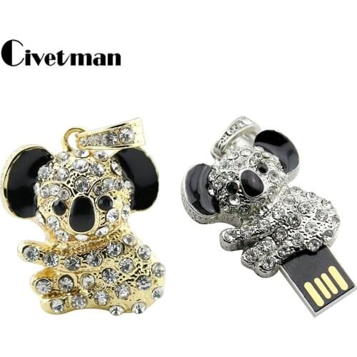 Pen Drive Lovely Animal Koala Pendrive 8GB 16GB 32GB 64GB 128GB 256GB USB Flash Drive Cute U Disk Necklace USB 2.0 Memory Stick