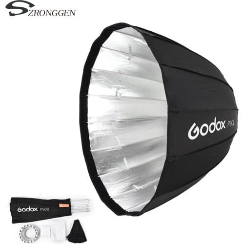 Godox Portable P90L 90 CM Deep Parabolic Softbox Bowens Mount Studio Flash Reflector Speedlite Photo Studio Softbox