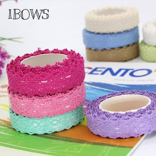 IBOWS 2 Yards/Roll DIY Self Adhesive Lace Washi Tape Trim Ribbon Cotton Fabric Tape Decoration Wrapping Craft