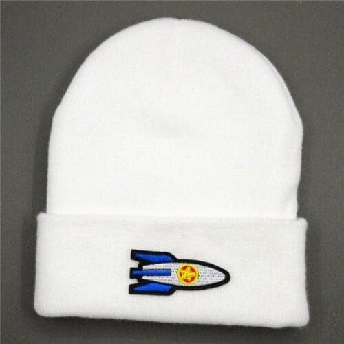 LDSLYJR Cotton rocket embroidery Thicken knitted hat winter warm hat Skullies cap beanie hat for men and women 319