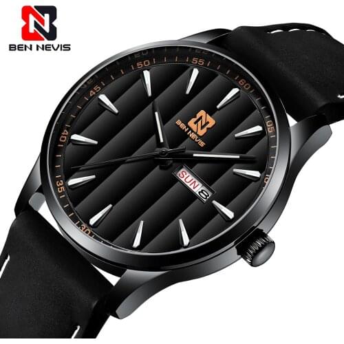 Ben Nevis Mens Analog Quartz Watch with Date, Luminous Hands, Waterproof Stainless Silicone Rubber Strap Wristswatch for Man