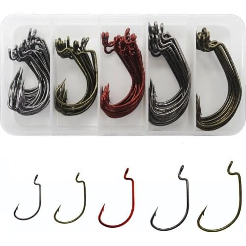 Easy Catch 80PCS/Box Fishing Hooks Kit High Carbon Steel Bait Jig Fish Hooks Set Circle/Worm Jig/Baitholder Hooks