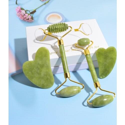 Natural Roller Massager For Face Gua sha Jade Roller massage Scraper Facial Gouache Slimming Body Skin Care Lifting Guasha Tools