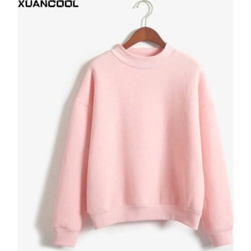 Autumn Womens Daily Pullover Sweatshirt 18 Colors Korean Plain Casual Hoodies Sweatshirts Long Sleeve Loose Students Clothes