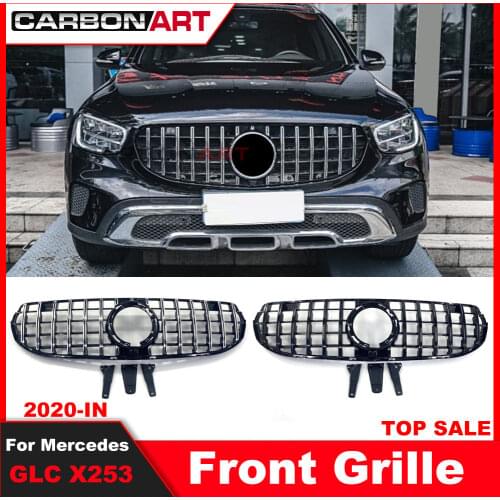 Chrome glossy black GT style racing grille for ben-z GLC X253 2020 model front grill car accessories mesh grille