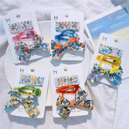 2 Pcs New Sweet Girl Baby Beautiful Cute Lace BB Clip Fashion Childrens Floral Fabric Bow Rubber Band Hair Rope Headdress