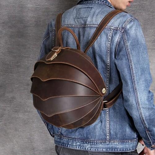 Luufan Personality Beetle Backpack Men Women Small Genuine Leather Daypack Schoolbag Backpacks Cowskin Summer Bag Travel mochila