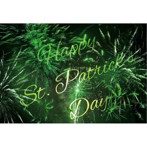 Happy Saint Patricks Day Backdrop Green Fireworks Photography Background Celebration Photo Booth Studio Decor