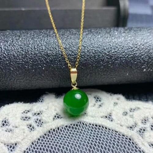 SHILOVEM 18k yellow gold real Natural green Jasper pendants no necklace fine Jewelry women wedding new gift mymz1010888by