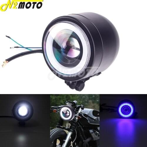 LED Dominator Single Angel Eye DRL Running Light Headlight Headlamp for Harley Softail Dyna Sportster Chopper Bobber Cafe Racer