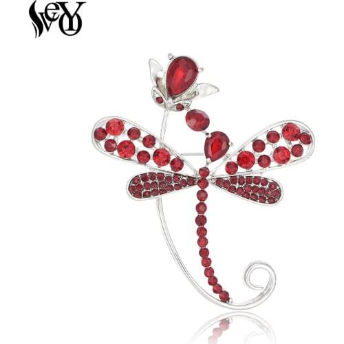 VEYO Vintage Design Shinny Crystal Rhinestone Dragonfly Brooches for Women Dress Scarf Brooch Pins Jewelry Wholesale Accessorie