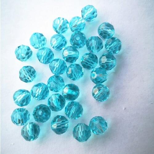 Top Quality 200pcs/lot Aqua Color 8mm K9 Crystal 32Faceted Round Beads Diy Jewlery & Penant For Glass Lamp Parts Home Decoration