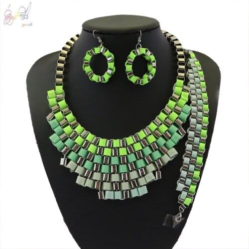 Yulaili High Quality Trend Exquisite Gold Party Costume Round Design Women Four Jewelry Sets