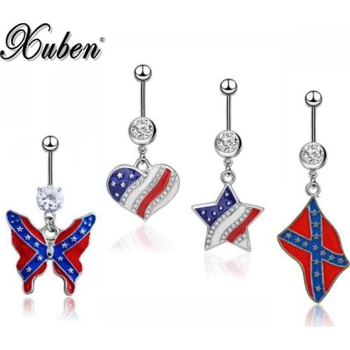 Puncture of National Flag Series Colored Zircon Human Perforation body Jewelry 4 pcs/set