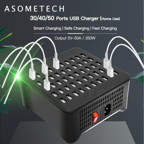 250W 50 Ports USB Charger Adapter HUB Charging Station Tablet Mobile Phone Charger for Huawei Samsung Xiaomi iPhone One Plus