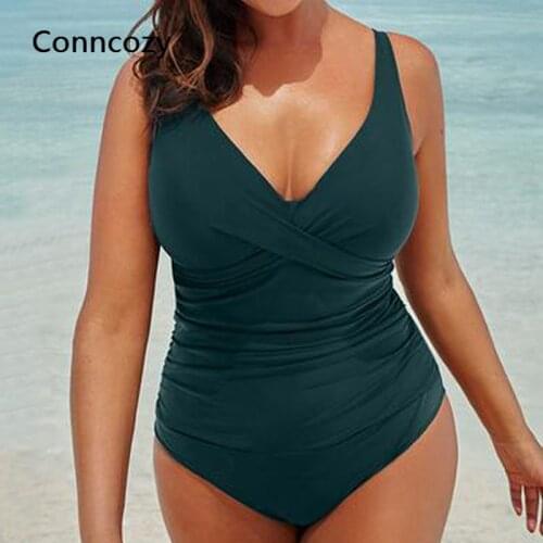 Swimsuit Women Plus Size Solid Color Swimming One-piece Swimsuit Monokini Push Up Bathing Suit Sexy Bodysuit Swimwear Beachwear