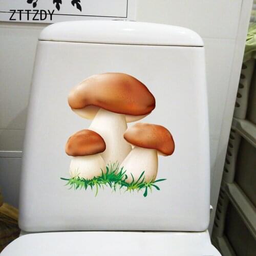ZTTZDY 22.2×24.4CM Cute Mushroom Fun Toilet Decoration Stickers Cartoon Home Wall Accessories T6-0136