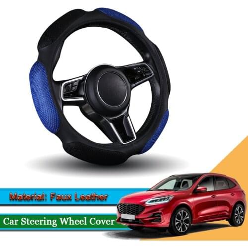 1pcs Car Styling Leather Car Steering Wheel Cover Car Steering-wheel Hubs Automobiles Accessories For Ford Kuga Escape 2010-2020