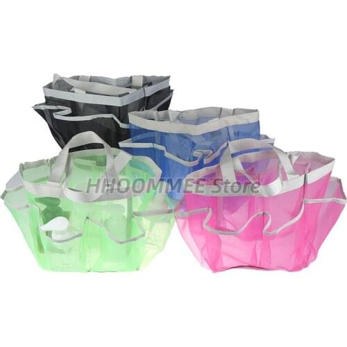 1pc Portable Quick Dry Shower Caddy Tote Bag Hanging Toiletry Mesh Bag with 7 Pocket Bathrooms Organizer for Dorm/Gym/Camp/Trave