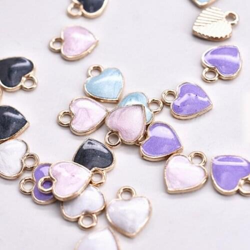 10pcs 10x12mm Acrylic Alloy Heart Charms Nacklace Pendants for Necklace Making DIY Jewelry Making Gifts Jewelry