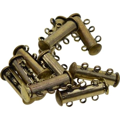 10Pcs Multi Strand Slide Magnetic Tube Clasps For Necklace Bracelets Bronze