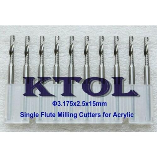 3.175x2.5mm CEL15-22mm Single Flute Micro Carbide Tungsten Milling Cutter CNC Router Tools Spiral Bits for Acrylic MDF Cutting